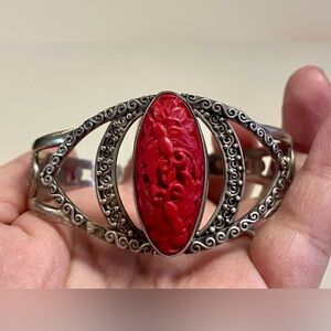 Sajen Cinnabar and Sterling Cuff Bracelet